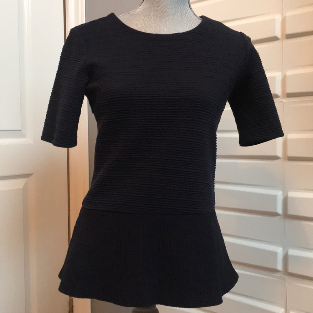 RW& Co Navy Peplum Top